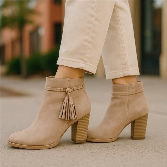 Charlotte Russe Shoes - Charlotte Russe Camel Suede Like Ankle Boots . Brand New In The Box. Size 8